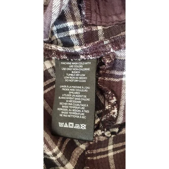 NEW FREE PEOPLE HUDSON CANYON CHARCOAL COMBO SLOUCHY PLAID COTTON PANTS MEDIUM - Picture 11 of 12